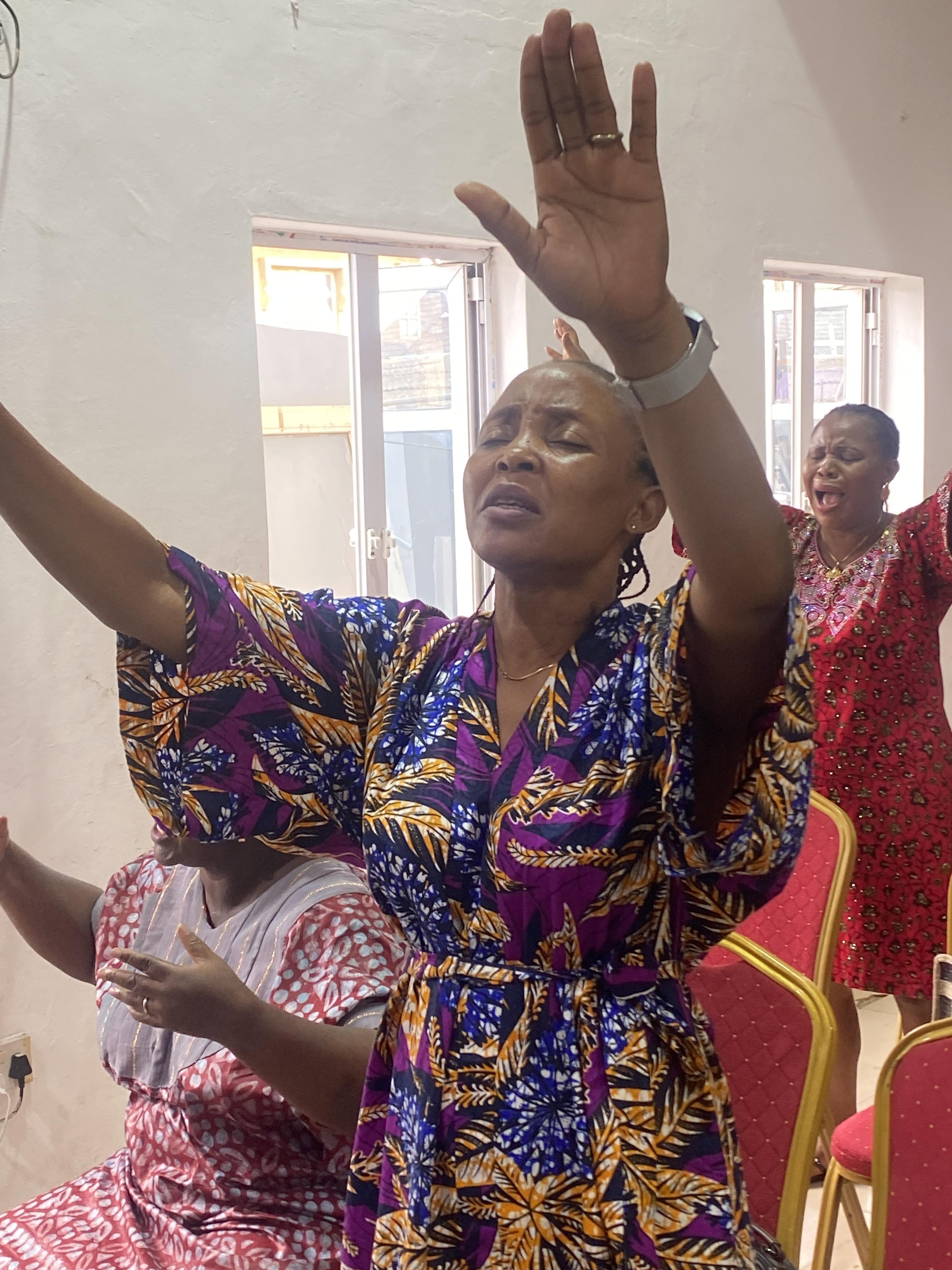 Hands lifted in worship